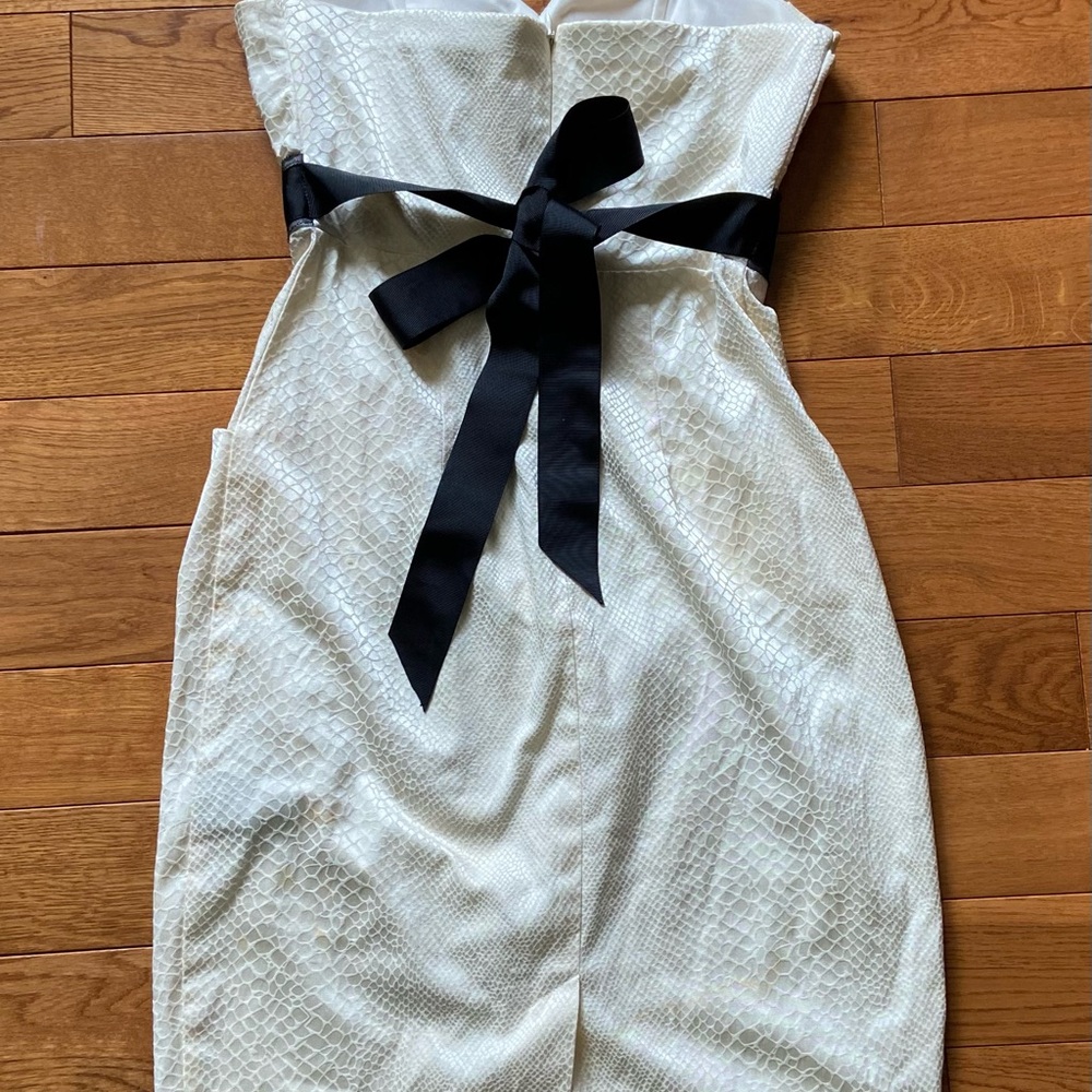 Le chateau Elegant Cream Dress with Black Bow